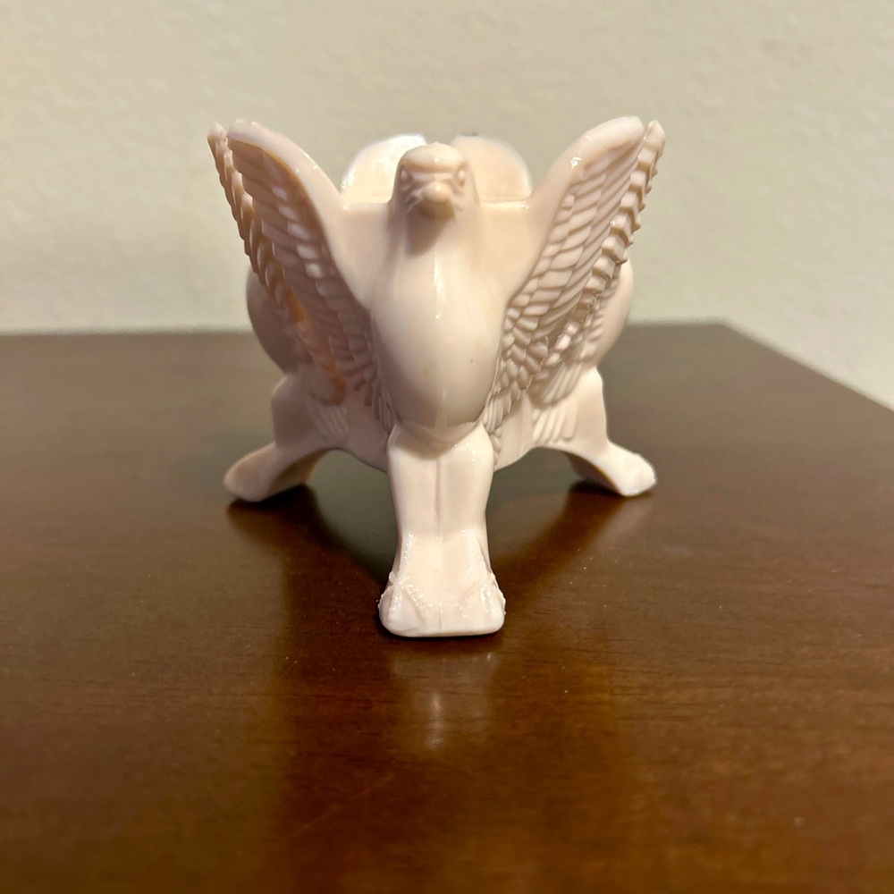 1950s Jeannette Shell Pink Milk Glass Dove Candleholder